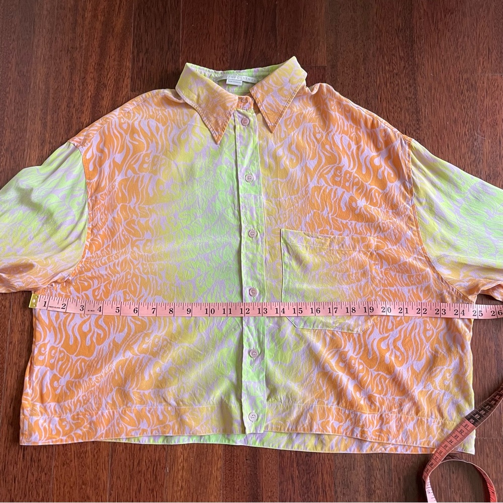 Stella McCartney Keep On Smiling Cropped Silk Shirt Orchid Neon Size 44 - Picture 13 of 14